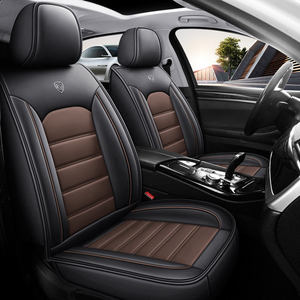 YLC <span class=keywords><strong>Coprisedili</strong></span> Auto Universali Economici in Pelle Nappa Impermeabile, Set Completo Nero e Rosso - Product Image 2