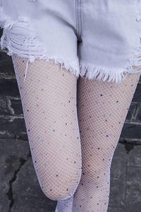 Phụ Nữ Của Nhiệt Fishnet Vớ 1 Mảnh Panty Stocking Rhinestone Trưởng Thành Sexy Lưới Sáng Bóng Trong Suốt Pantyhose Vớ Đầy Màu Sắc - Product Image 6