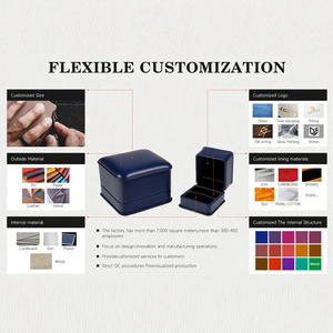 Free Sample Custom Logo Premium Leather Feist Brand Jewellery <strong>Box</strong> Rectangle Shape Necklace Pendant Ring Set Multi Jewellery - Product Image 2