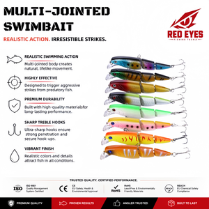 Señuelo de Pesca Red EYES de 15G, 3 Segmentos, 10.5CM, 6 Anzuelos, Multisección, para Pesca <span class=keywords><strong>en</strong></span> Aguas Medias, para Lubina, Lucio, Musky, Zander, ABS, Río, Lago, Arroyo - Product Image 1