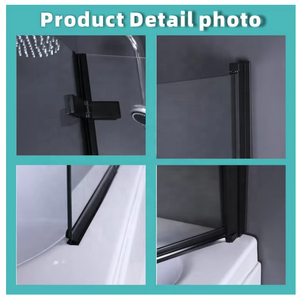 Porte de douche pivotante en trois parties en verre trempé noir <span class=keywords><strong>pas</strong></span> <span class=keywords><strong>cher</strong></span> - Product Image 4