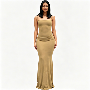Abito lungo sexy aderente con spalline sottili <span class=keywords><strong>e</strong></span> orlo a sirena per donna, ideale per serate, cocktail, occasioni formali, elegante <span class=keywords><strong>e</strong></span> slim fit - Product Image 1