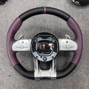 Cuir pour volant <span class=keywords><strong>AMG</strong></span> pour <span class=keywords><strong>Mercedes</strong></span> Benz W223 W253 W213 W205 W222 W206 W213 C43 E63 AMGVolant avec palettes de changement de vitesse - Product Image 2