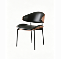 Chaises de salle à manger commerciales modernes de style mid-century avec revêtement en cuir PU et accents en bois pour la maison, le bureau, les hôtels, les bars, les cafés et les restaurants
