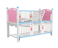 Lit manuel d'hôpital pour enfants BesClaireMed, à deux manivelles, avec repose-jambes réglable, plateau repas, en métal, Classe II, garantie 1 an
