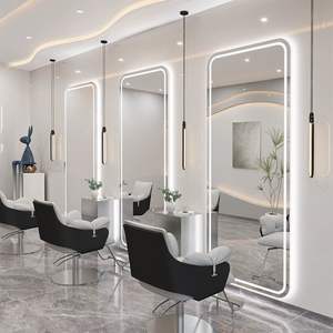 Nuevo espejo de belleza ovalado sin marco, liso, para salón, con espejo de peluquería LED de un solo toque, venta al por mayor de fábrica - Product Image 5