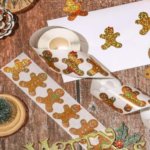 Christmas Stickers Roll <b>Gingerbread</b> Sticker Cute <b>Gingerbread</b> Man Xmas Winter Self-Adhesive Stickers for Xmas Envelopes - Product Image 2