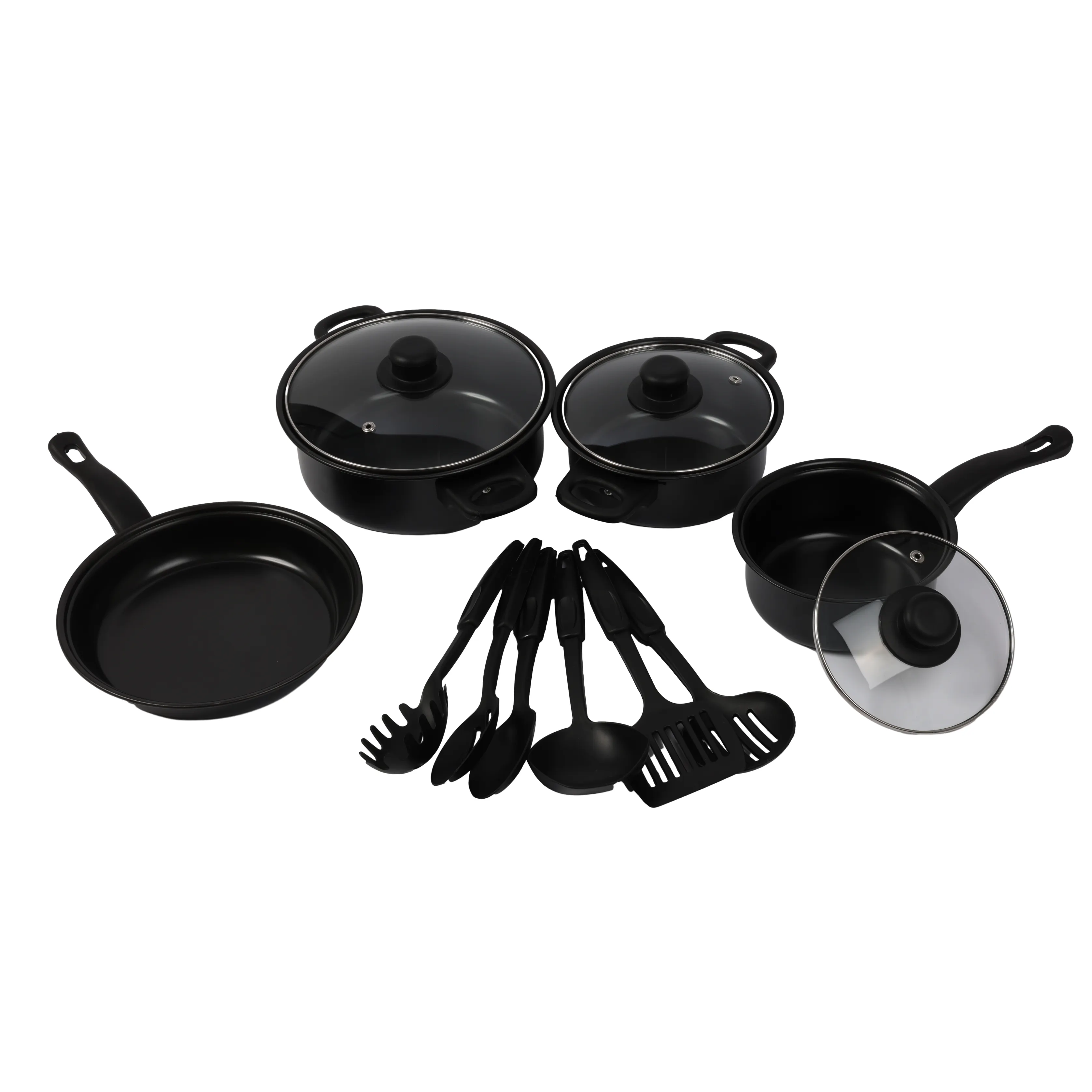 13 cái giá rẻ Cookware sets với Glass nắp không dính nhà Bếp Cắm Trại Cookware sets bán buôn 13-Pieces Quà tặng khuyến mãi Pan một