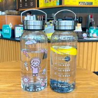 Bouteille d'eau en verre surdimensionnée résistante à la chaleur avec bouchon à paille anti-fuite sans BPA, style minimaliste de luxe pour la maison, le bureau et le sport
