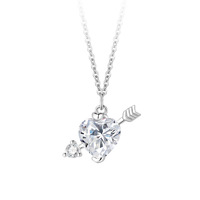 Collier romantique en argent sterling 925 avec pendentif cœur flèche en zircon, collier fin avec cœur rose en CZ