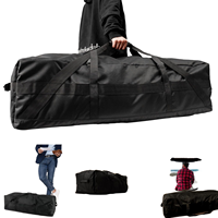 Sac de voyage utilitaire pliable et étanche en polyester noir robuste avec fermeture éclair, 55L, 80L, 100L, 150L
