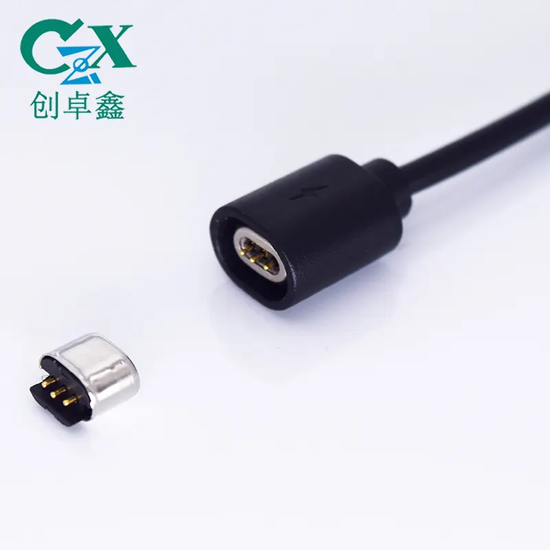 Kabel pengisi daya magnetik pogo pin USB kustom 4pin
