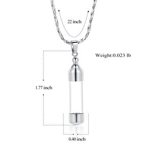 Jijd1022 tubo cilindrico di vetro in acciaio inossidabile gioielli per cremazione animale umano cenere ciondolo ricordo - Product Image 1