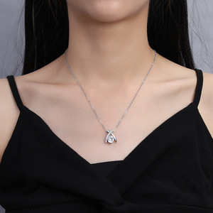 Collar con Colgante <span class=keywords><strong>de</strong></span> Diamante CZ Estilo Moissanita <span class=keywords><strong>de</strong></span> 2 Quilates, Chapado en Plata PT950, Joyería Halo al por Mayor - Product Image 6