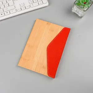 Desain baru penjualan terlaris Bisnis A5 80 lembar bambu penutup Notebook Hardcover perencana buku harian gaya Notebook dengan Magnet penutupan