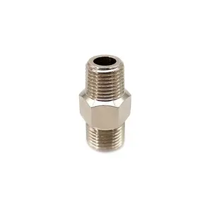 Npt Hex Nipple Tube Connector Pneumatic Fittings Thread Stainless Steel Forged Equal Hex Male Quick Coupling Pneumatic Connector