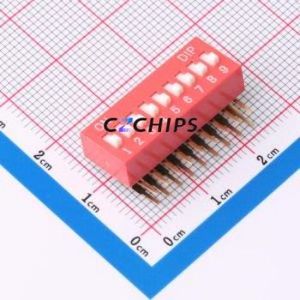 DT-09HT DIP Switch Through hole Component (THT),P=2.54mm Switch Flat Toggle, Raised Type Single Pole Single Throw 9-Bit 2.54mm - Product Image 1