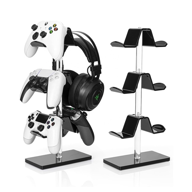 3 Tier Adjustable Acrylic Gaming Controller Holder Headset Stand for PS4, PS5, Switch