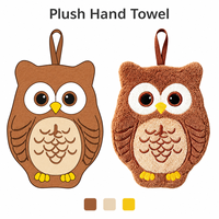 Serviette de toilette en peluche hibou marron en gros, serviette de toilette en peluche hibou marron personnalisée, serviette de toilette en peluche hibou marron douce et personnalisée