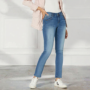 Jeans de Mezclilla de Cintura Alta para Mujer, Corte Recto, Lavables, Marca Democracy - Product Image 3