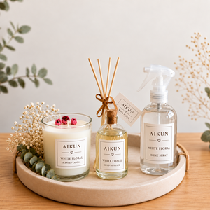 Set de Regalo Aromatizante para el Hogar Aikun White Flower Glass con Vela Perfumada, Difusor de Varillas y Spray Ambiental en Caja de Regalo - Product Image 4
