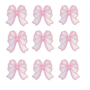 Nouveau Patch Brodé Thermocollant Motif Cœur à Carreaux Aqua avec Nœud Papillon pour Décoration de Chapeaux et Sweats à Capuche - Product Image 3