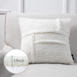 Housses de <span class=keywords><strong>coussin</strong></span> moelleuses en fausse <span class=keywords><strong>fourrure</strong></span> de haute qualité Sherpa <span class=keywords><strong>blanc</strong></span> jeter taie d'oreiller décorative - Product Image 2