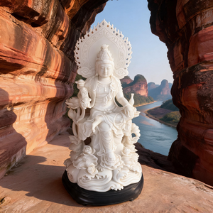 Estatua de Buda Shakyamuni de Mármol Blanco Natural para Exteriores, Ideal para Exhibiciones en Grandes Templos, Adorno de Suelo de Inspiración Zen - Product Image 2