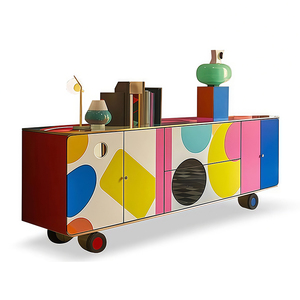 Credenza Decorativa di Lusso in Legno Massello Estensibile, Dipinta <span class=keywords><strong>a</strong></span> <span class=keywords><strong>Mano</strong></span>, per Soggiorno Moderno, Hotel e Ingresso - Product Image 1