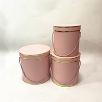 Ensemble de trois boîtes cadeaux rondes en papier, seau à fleurs portable pour anniversaire, remise de diplôme, Diwali, cadeaux scolaires