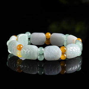 Bracelet en jadéite naturelle gravé avec un motif de tortue, le plus riche au monde, design original unisexe, style chinois SL04 - Product Image 1