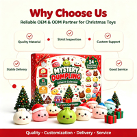 Calendrier de l'Avent Squishy en forme de Boulette de Noël, Design Créatif en TPR, Ensemble de 24 Jouets Sensoriels Mignons et Souples à Presser, Surprise de Noël