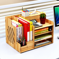 Organisateur de bureau en bambou, étagère de bureau en bois, porte-documents, porte-stylos et porte-mouchoirs pour le bureau et la maison, installation requise