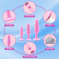Ensemble de 3 Plugs Anaux en Silicone Gem, 100% Étanche, Écologique, Utilisation Débutant à Avancé, pour Femmes, Hommes, Couples