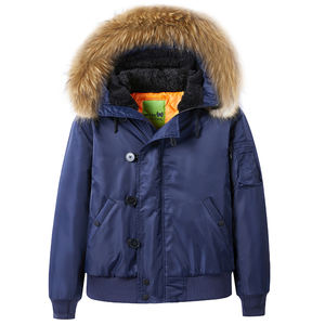 OEM ODM Winter MA-1 collo di pelliccia caldo spesso giacca a vento staccabile giacca da volo piumino da uomo - Product Image 3