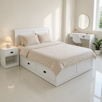 Prix d'usine Yifan – Ensemble de chambre à coucher en bois blanc pour hôtel et appartement : armoire, commode, table de chevet – Style moderne en MDF personnalisable