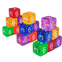 Ensemble de dés polyédriques D6 en acrylique transparent de 16 mm pour jeux de rôle RPG, jeux de table et de société
