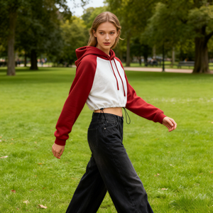 Sudadera con Capucha Corta Personalizada TKAN469, Sudadera Holgada de Alta Calidad para Mujer, de Felpa de Algodón, con Capucha Extra Grande para Mujer, con Estampado - Product Image 2