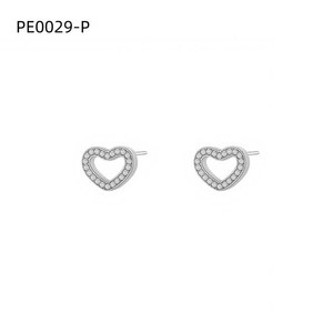 Amy Amy – boucles d'oreilles en forme de cœur en Zircon, en argent 925, pour femmes, bijoux romantiques à porter au quotidien - Product Image 1