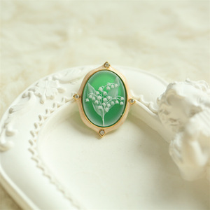 Broche pendentif en argent S925 plaqué or 18 carats avec agate incrustée, style antique, modèle Carme Ollin - Product Image 4