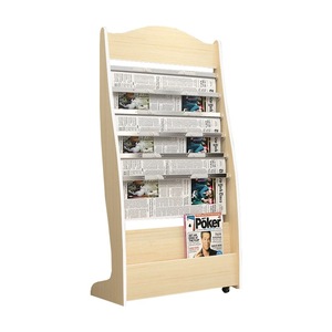 Exhibidor <span class=keywords><strong>de</strong></span> Revistas Moderno <span class=keywords><strong>de</strong></span> Madera para Piso, Práctico y Duradero para Librerías Escolares o Bibliotecas - Product Image 1