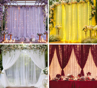 Rideau de fond de scène en mousseline de soie pour mariage, draperie en tulle transparent pour arche de scène, décoration de fête, hôtel, anniversaire, événement, toile de fond pour photomaton