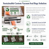 Sacs sous vide personnalisés de qualité alimentaire PPWR, haute barrière, pour la conservation de bœuf frais, poisson, fruits de mer, adaptés au congélateur