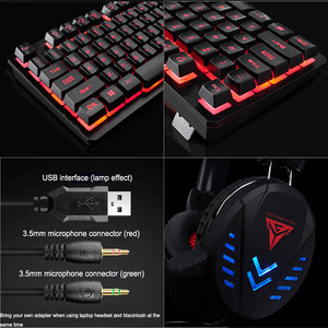 Gran oferta 2021, nuevo diseño, teclado con cable LED RGB, 104 teclas, ratón, auriculares, interfaz USB, teclado de proyección mecánica, Inglés - Product Image 6