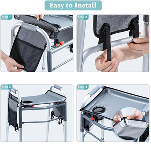 Plateau de marche pliable DuraPower 40x33cm avec porte-gobelet pour personnes âgées, utilisation en extérieur - Product Image 4