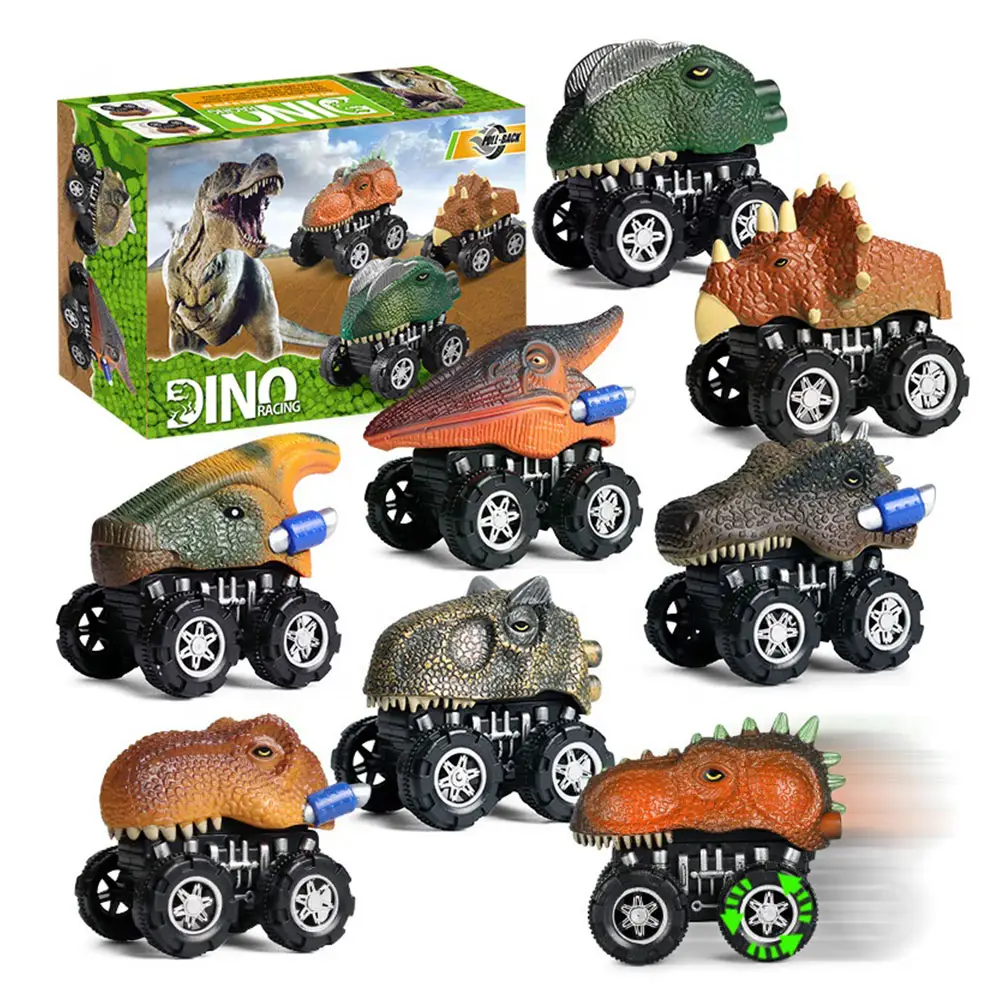 Dinobros-dinosaurio Jurásico de juguete, modelo de animales, coches extraíbles, camión, 8 Uds.