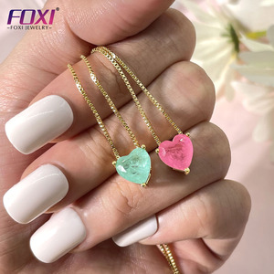 Foxi-collar de piedras preciosas de colores para mujer, piedra de fusión de corazón, chapado en oro de 18K - Product Image 6