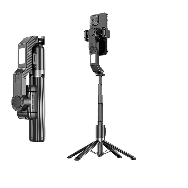 New Q31 Stainless Steel Foldable Single Axis Anti-Shake Gimbal Shooting Tripod Selfie Stick with LED Light WiFi for Mobilephones