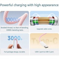 Câble de charge rapide USB-C tressé en nylon 60W PD pour iPhone 17/16/15 Pro Max et appareils Type-C, 2M (6FT) de long, Ventes directes usine