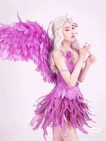 Ailes d'ange en plumes dorées, costume de déguisement, accessoires photo, ailes en plumes pour femmes, tenue de chanteuse, costume de carnaval, costumes de performance sexy